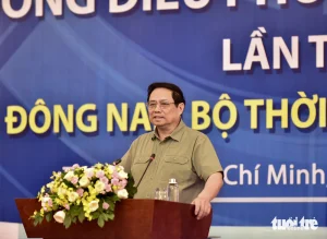 Thủ tướng Phạm Minh Chính phát biểu tại hội nghị của Hội đồng điều phối vùng Đông Nam Bộ