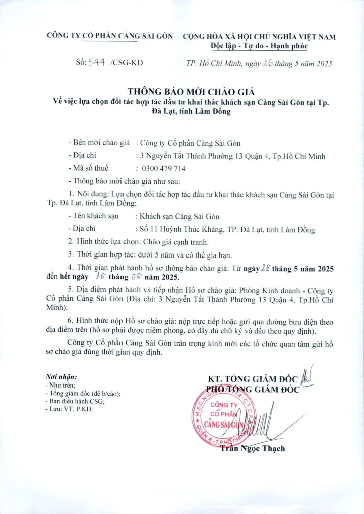 Thông báo chào giá