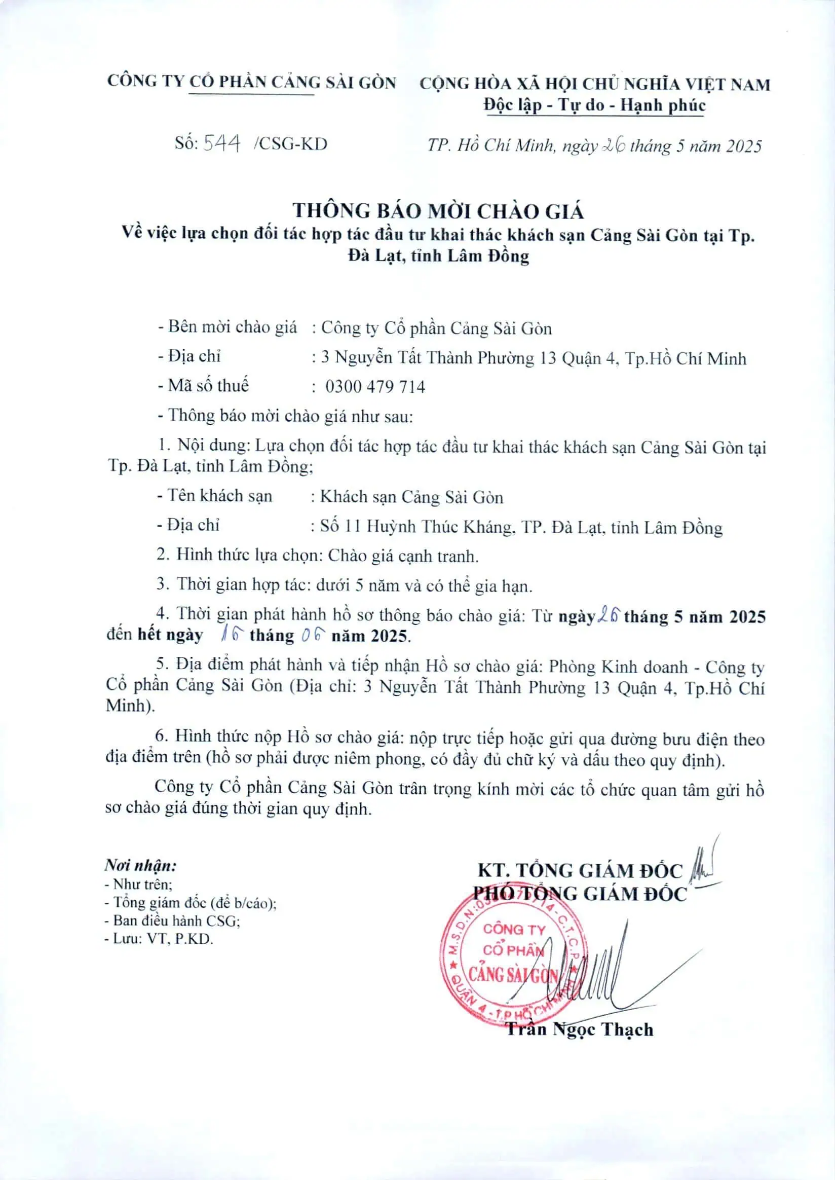 Trang chủ 5 Thông báo chào giá