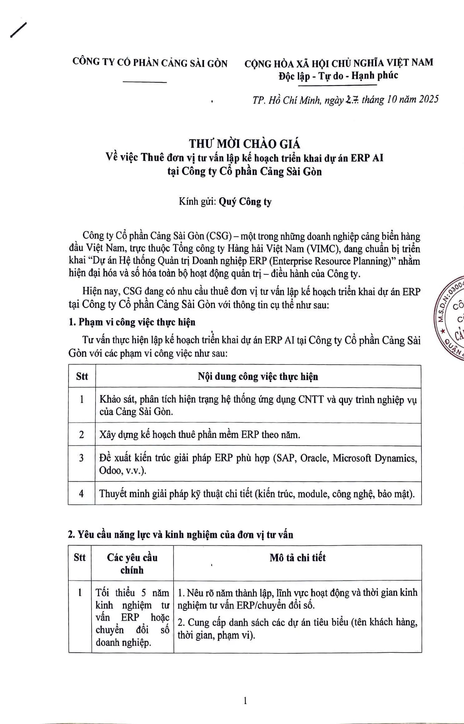 Trang chủ 5 thư mời chào giá