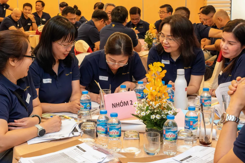 Các nữ lãnh đạo Cảng Sài Gòn tích cực thảo luận, chia sẻ góc nhìn trong khóa đào tạo Chủ đề 5 sáng ngày 31/10.