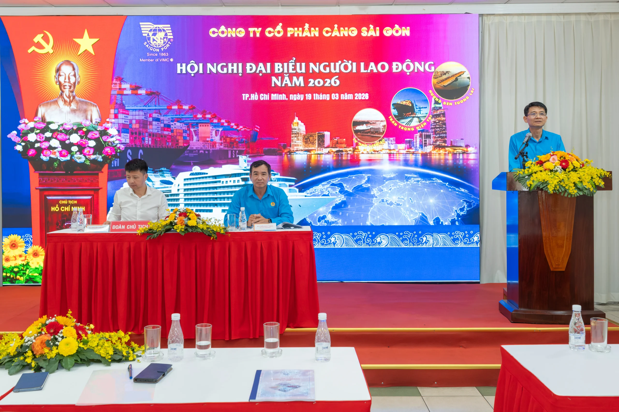 Đồng chí Phạm Văn Hải - Ủy viên BCH Tổng Liên đoàn Lao động Việt Nam, Phó Chủ tịch Công đoàn VIMC phát biểu chỉ đạo tại Hội nghị.