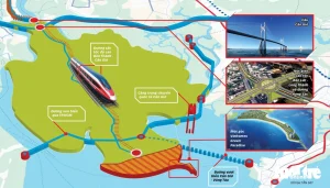 Khu đô thị lấn biển Vinhomes Green Paradise là trung tâm hội tụ siêu hạ tầng: đường sắt tốc độ cao, cầu Cần Giờ, đường vượt biển, đường ven biển, nút giao Bến Lức - Long Thành - Rừng Sác, cụm cảng Cần Giờ - Cái Mép… - Nội dung: ĐỨC PHÚ - Đồ họa: TẤN ĐẠT