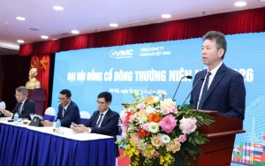 Đại hội cổ đông VIMC năm 2026: Định hình chiến lược phát triển dài hạn, tăng tốc đầu tư các dự án cảng biển quy mô lớn 3 Tổng giám đốc VIMC, Lê Anh Sơn phát biểu tại Đại hội