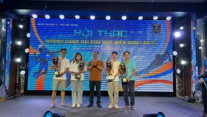 Đoàn vận động viên Cảng Sài Gòn đạt thành tích cao ở nội dung đôi nam và đôi nam nữ môn cầu lông.