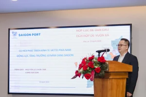 Ông Nguyễn Lê Chơn Tâm - Tổng giám đốc - chia sẻ về định hướng và động lực tăng trưởng của Cảng Sài Gòn trong giai đoạn 2026 - 2035.