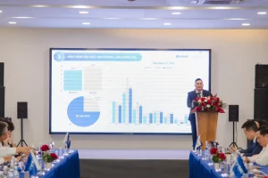 Ông Lê Quang Trung - Phó Tổng giám đốc VIMC - báo cáo kết quả sản xuất - kinh doanh tích cực với nhiều chỉ tiêu tăng trưởng cao.