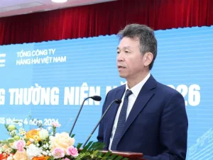 Tổng giám đốc VIMC Lê Anh Sơn tại Đại hội đồng cổ đông thường niên. Ảnh: Anh Duy