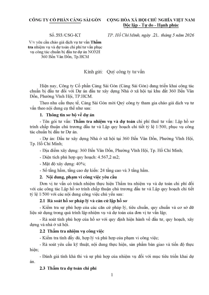 02 YCCG 593 thue tu van Tham tra NV DT Lap HS dau tu va QH 1.500 Du an NOXH 360 BVD Page 1