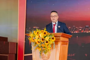Ông Nguyễn Lê Chơn Tâm - Tổng giám đốc Cảng Sài Gòn - phát biểu tại buổi lễ.
